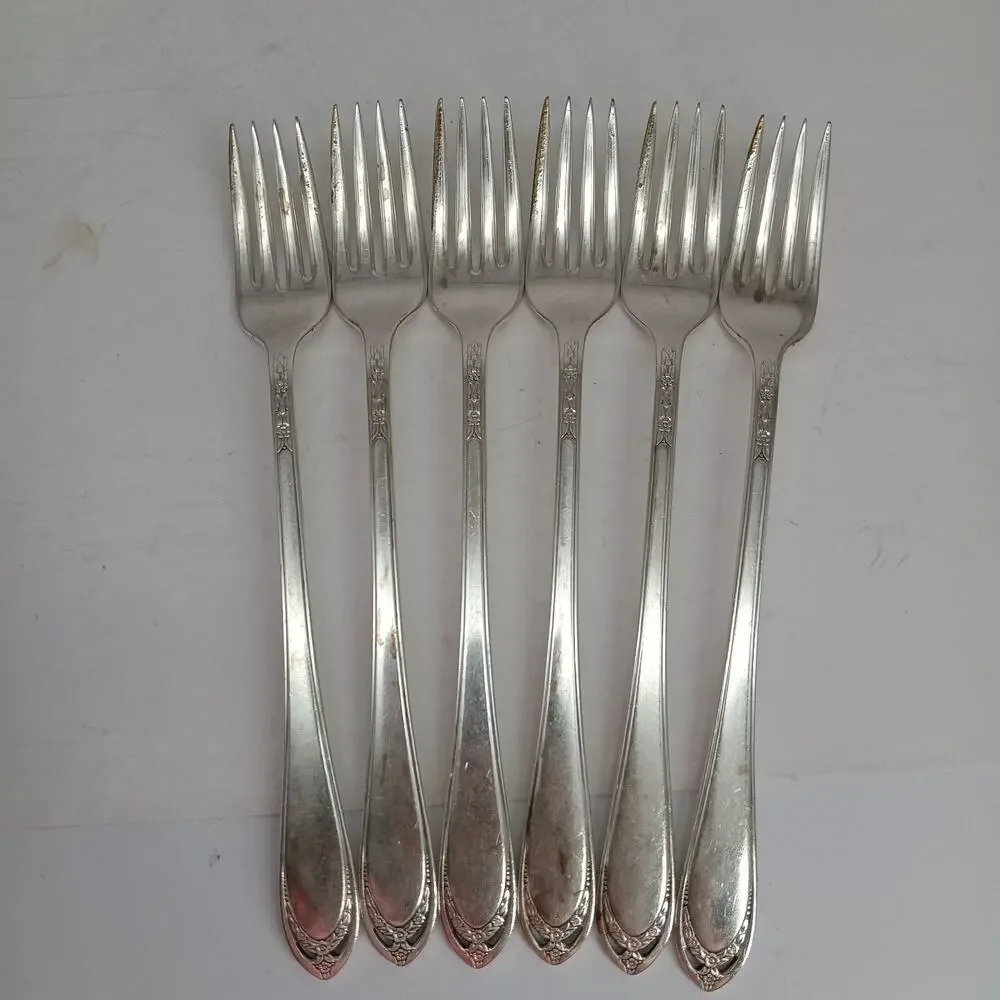 6 DF 1847 Rogers Bros IS International Silver Plate Lovelace Dinner Forks